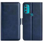 For Motorola Moto G71 5G Dual-side Magnetic Buckle Leather Phone Case(Dark Blue) - 1