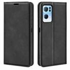 For OPPO Reno7 Pro 5G Retro-skin Magnetic Suction Leather Phone Case(Black) - 1