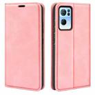 For OPPO Reno7 Pro 5G Retro-skin Magnetic Suction Leather Phone Case(Pink) - 1