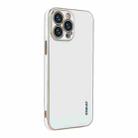 ENKAY Plated Gold Edge TPU Case for iPhone 13 Pro Max(White) - 1