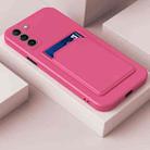 For Samsung Galaxy S22+ 5G Skin Feel Card Contrast Color Button TPU Phone Case(Rose Red) - 1