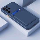 For Samsung Galaxy S22 Ultra 5G Skin Feel Card Contrast Color Button TPU Phone Case(Dark Blue) - 1