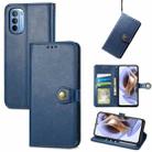 For Motorola Moto G31 Solid Color Leather Buckle Phone Case(Blue) - 1