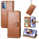 For Motorola Moto G31 Solid Color Leather Buckle Phone Case(Brown) - 1
