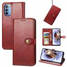 For Motorola Moto G31 Solid Color Leather Buckle Phone Case(Red) - 1