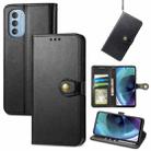 For Motorola Moto G51 Solid Color Leather Buckle Phone Case(Black) - 1