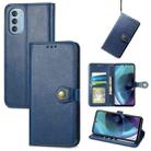 For Motorola Moto G51 Solid Color Leather Buckle Phone Case(Blue) - 1