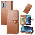 For Motorola Moto G51 Solid Color Leather Buckle Phone Case(Brown) - 1