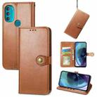 For Motorola Moto G71 5G Solid Color Leather Buckle Phone Case(Brown) - 1