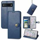 For Google Pixel 6a Solid Color Leather Buckle Phone Case(Blue) - 1