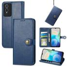 For vivo Y76s Solid Color Leather Buckle Phone Case(Blue) - 1
