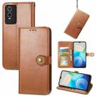 For vivo Y76s Solid Color Leather Buckle Phone Case(Brown) - 1
