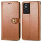 For vivo Y76s Solid Color Leather Buckle Phone Case(Brown) - 2