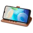 For vivo Y76s Solid Color Leather Buckle Phone Case(Brown) - 4
