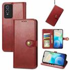 For vivo Y76s Solid Color Leather Buckle Phone Case(Red) - 1