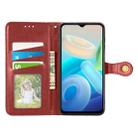 For vivo Y76s Solid Color Leather Buckle Phone Case(Red) - 3