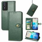 For vivo Y76s Solid Color Leather Buckle Phone Case(Green) - 1