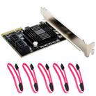 5 Ports SATA 3.0 to PCIe Chip 4X Gen 3 Expansion Card with Heatsink - 1