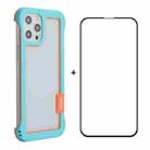 For iPhone 12 Pro Max ENKAY Frameless Hollow PC Case + Glass Film(Blue) - 1