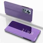 For Xiaomi 12 / 12X  Plated Mirror Horizontal Flip Leather Case with Holder(Purple Blue) - 1