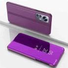 For Xiaomi 12 Pro Plated Mirror Horizontal Flip Leather Case with Holder(Purple) - 1