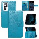 For OPPO Find N Butterfly Love Flower Embossed  Leather Case(Blue) - 1