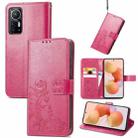 For Xiaomi 12 Four-leaf Clasp Embossed Leather Phone Case(Magenta) - 1