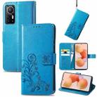 For Xiaomi 12 Four-leaf Clasp Embossed Leather Phone Case(Blue) - 1