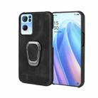 Ring Holder PU Phone Case For OPPO Reno7 Pro 5G(Black) - 1