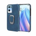 Ring Holder PU Phone Case For OPPO Reno7 Pro 5G(Blue) - 1