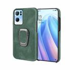 Ring Holder PU Phone Case For OPPO Reno7 Pro 5G(Dark Green) - 1