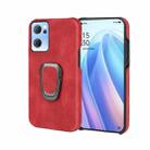 Ring Holder PU Phone Case For OPPO Reno7 5G(Red) - 1