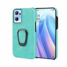 Ring Holder PU Phone Case For OPPO Reno7 5G(Mint Green) - 1