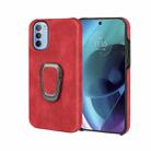 For Motorola Moto G71 5G Ring Holder PU Phone Case(Red) - 1