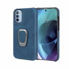 For Motorola Moto G71 5G Ring Holder PU Phone Case(Blue) - 1