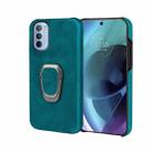 For Motorola Moto G71 5G Ring Holder PU Phone Case(Cyan) - 1