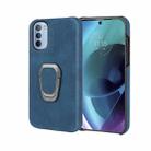 For Motorola Moto G51 5G Ring Holder PU Phone Case(Blue) - 1