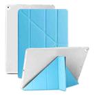 Multi-folding TPU Back Flip Leather Smart Tablet Case for iPad Pro 12.9 inch 2015 / 2017(Sky Blue) - 1
