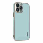 For iPhone 12 Pro ENKAY Plated Gold Edge TPU Case(Light Green) - 1