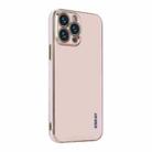 For iPhone 12 Pro ENKAY Plated Gold Edge TPU Case(Pink) - 1