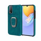 Ring Holder PU Phone Case For vivo Y12S 2021 / Y20 Indian / Y20i / Y20S / Y30(Cyan) - 1