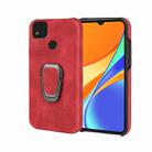 Ring Holder PU Phone Case For Xiaomi Redmi 9C / 9 Indian  / 9C NFC / Poco C3(Red) - 1