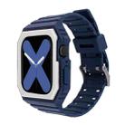 Silicone Strap with Case For Apple Watch Series 9&8&7 41mm / SE 3&SE 2&6&SE&5&4 40mm / 3&2&1 38mm(Blue+White) - 1