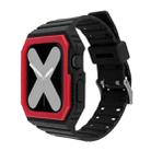 Silicone Strap with Case For Apple Watch Series 8&7 45mm / SE 2&6&SE&5&4 44mm / 3&2&1 42mm(Black+Red) - 1