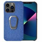 For iPhone 13 Pro Ring Holder Honeycomb PU Phone Case (Navy Blue) - 1