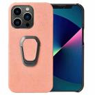 For iPhone 13 Pro Ring Holder Honeycomb PU Phone Case (Pink) - 1