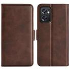 For OPPO Reno7 SE 5G Dual-side Magnetic Buckle Leather Case(Brown) - 1