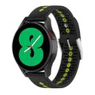 For Samsung Galaxy Watch4 44mm Two-Color Silicone Breathable Watch Band(Black+Green) - 1