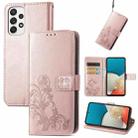 For Samsung Galaxy A53 5G Four-leaf Clasp Embossed Leather Phone Case(Rose Gold) - 1