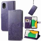 For Samsung Galaxy A03 Core Four-leaf Clasp Embossed Leather Phone Case(Purple) - 1
